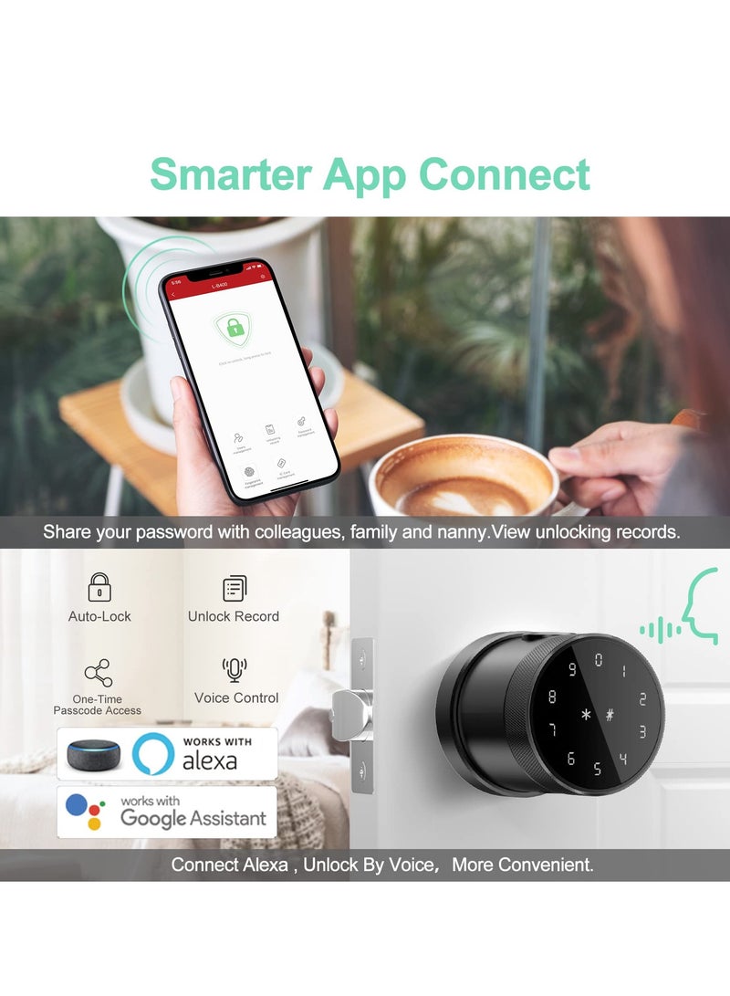 SOLARAE Fingerprint Door Lock with App Smart Door Lock Keypad Door Lock Biometric Door Lock Smart Knob for Bedrooms, Cloakroom, Apartments Offices, Hotels, Airbnb - Image 5