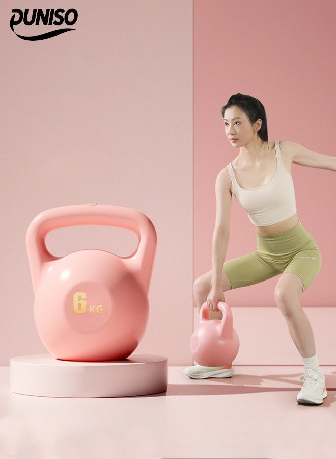 DUNISO كرة كيتل بيل ناعمة، كرة كيتل بيل لتدريب القوة مع مقبض مضاد للانزلاق، معدات تمارين قابلة للتعديل مملوءة بالماء، للتمارين المنزلية، 6 كجم، وردي - Image 1