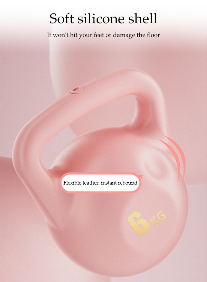 DUNISO كرة كيتل بيل ناعمة، كرة كيتل بيل لتدريب القوة مع مقبض مضاد للانزلاق، معدات تمارين قابلة للتعديل مملوءة بالماء، للتمارين المنزلية، 6 كجم، وردي - Image 2