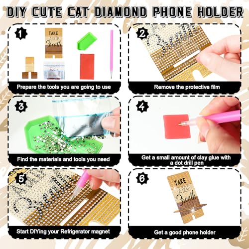 Kenning 8 Pcs Inspirational Diamond Painting Cell Phone Stand DIY 5D Full Crystal Acrylic Motivational Diamond Art Phone Holders Kits for Beginner Adults DIY Crafts Positive Gifts - Image 5