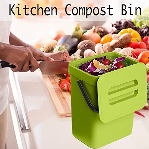 LALASTAR Small Plastic Trash Can, Hanging Small Trash Can with Lid Under Sink for Kitchen, Food Waste Bin for Countertop, Mountable Garbage Can for Bathroom, RV, 5L/1.3 Gal, Green - Image 5