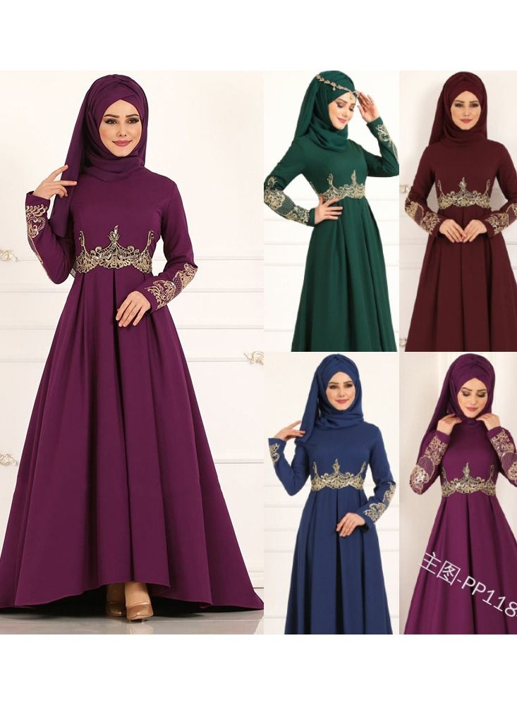عباية بأكمام طويلة مع حجاب باللون الأخضر - Image 2
