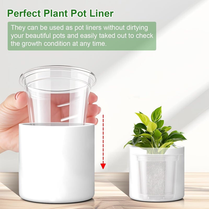 SupKing 5 Inch Clear Plant Nursery Pots Durable Plastic Seed Starter 8 Packs Large Orchid Flower Pot with Drainage Holes for Transplanting Succulents Cuttings Seedlings Bonus 15 Labels - Image 5