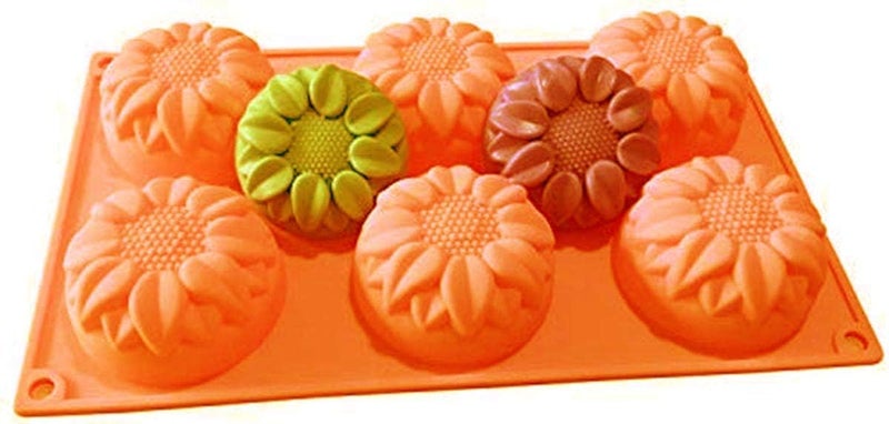 Mose Cafolo 2pcs 6-Cavity Silicone Sunflower Muffin, Brownie, Cornbread, Cheesecake, Panna Cotta, Pudding, Jello Shot and Soap Mold ~ - Image 4