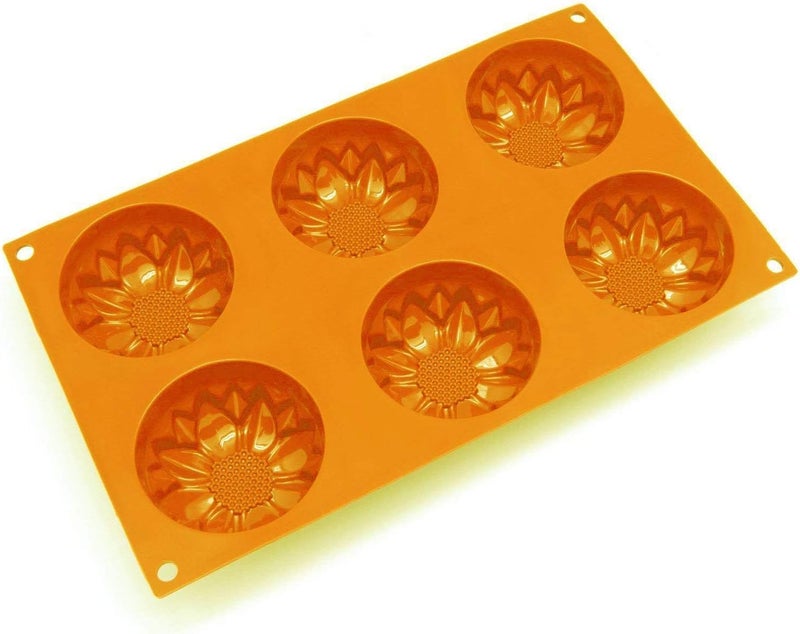Mose Cafolo 2pcs 6-Cavity Silicone Sunflower Muffin, Brownie, Cornbread, Cheesecake, Panna Cotta, Pudding, Jello Shot and Soap Mold ~ - Image 2