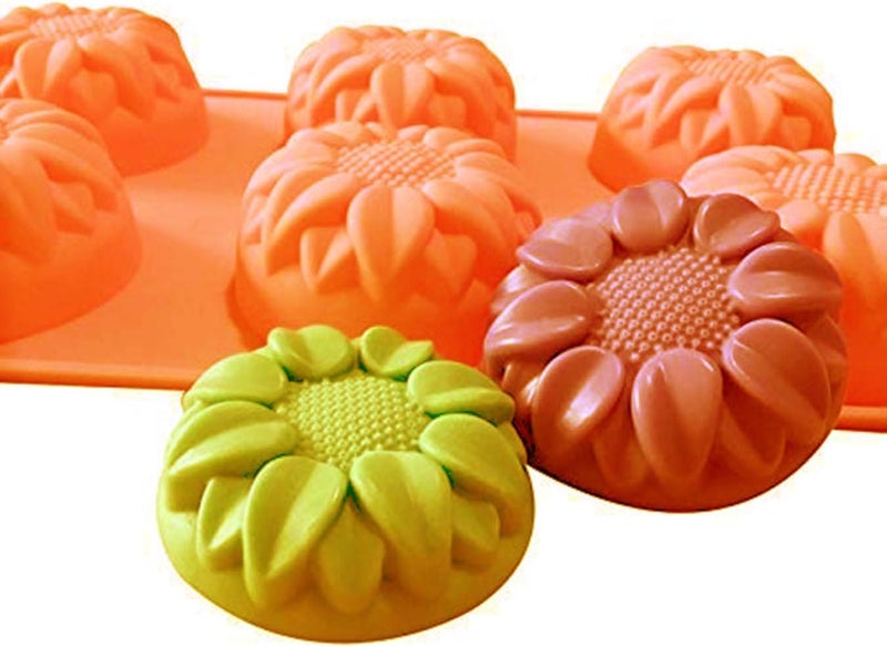 Mose Cafolo 2pcs 6-Cavity Silicone Sunflower Muffin, Brownie, Cornbread, Cheesecake, Panna Cotta, Pudding, Jello Shot and Soap Mold ~ - Image 5