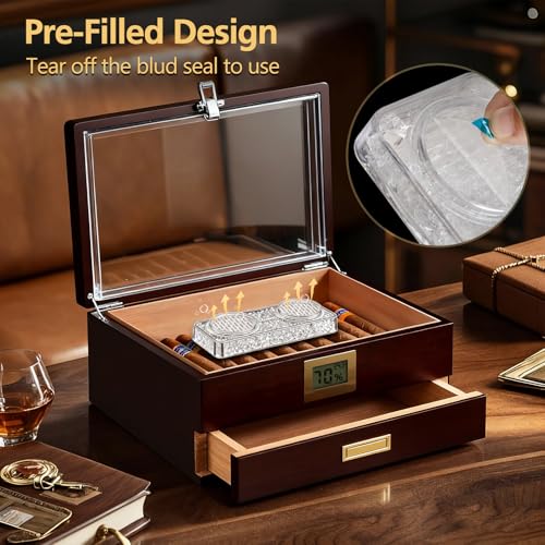 HUQRXFI Pre-Filled Cigar Humidifier, Cigar Crystal Gel Humidifier, Suitable for Cigar Boxes and Cigar Cabinets, Maintains Ideal Humidity at 70% and Keeps Cigars Fresh, Cigar Accessories - Image 3