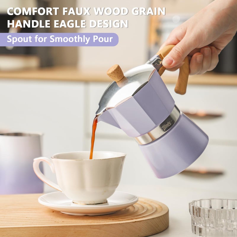 Bincoo Espresso Maker Stovetop,Camping Moka Pot 2 Cup/120ML,Stove Top Espresso Italian Coffee Maker,Easy to Use (Purple) - Image 3