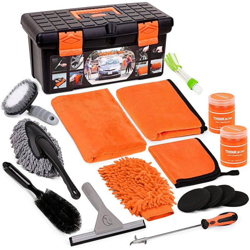 THINKWORK Car Cleaning Kit Car Washing Kits for Vehicles Car Detailing Kit Suitable for Small and Medium Vehicles Such As Cars Trucks Suvs17pcs