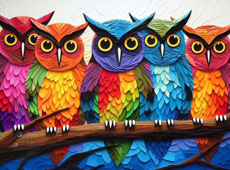 Cross & Glory Cross Glory Kaleidoscopic Owls Colorful Nights Watch 1000 Piece Jigsaw Puzzle for Adults Vibrant Colors Satin Finish - Image 3