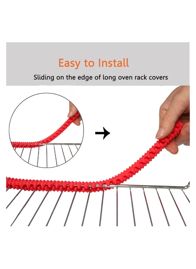 Generic Oven Rack Shields, 4 Pack Heat Resistant Silicone Oven Rack Cover 14 Inches Long Oven Rack Edge Protector, Protect Against Burns and Scars Protector Hot Strip (Red)  - Image 4