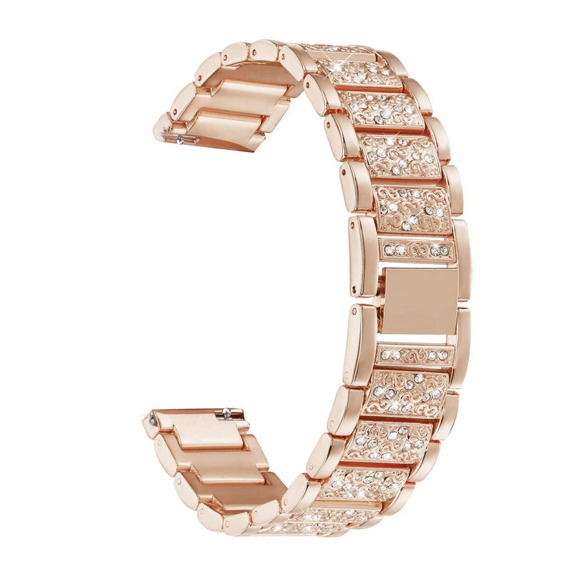 Abanen Watch Band for Fossil Women's Gen 5E 42mm / Women's Gen 6, 18mm Lightweight Alloy Metal Bling Crystal Quick Release Wristband Strap for Fossil Q Venture Gen 4/3,Women's Sport (Rose Gold) - Image 1