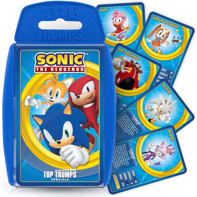 توب ترامبس لعبة Top Trumps مع سونيك القنفذ، لعبة بطاقات تنافسية مليئة بالحقائق عن أصدقاء وأعداء سونيك على مدار ثلاثين عامًا من تاريخ القنافذ - Image 1