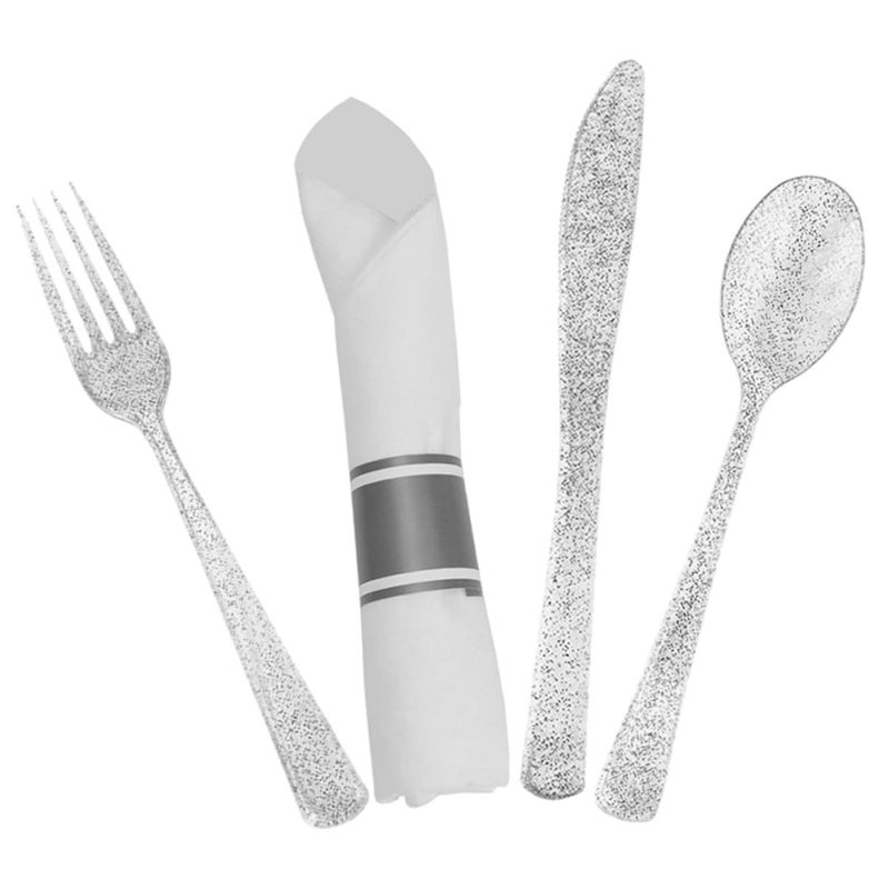 Disposable Cutlery And Tableware Set 100 Pieces Includes Forks Spoons Napkins And Silverware For Parties Events Festivals And Everyday Use - Image 2