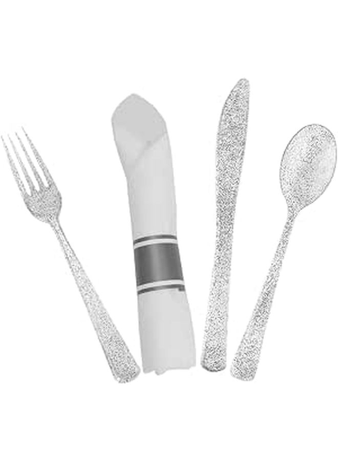Disposable Cutlery And Tableware Set 100 Pieces Includes Forks Spoons Napkins And Silverware For Parties Events Festivals And Everyday Use - Image 1