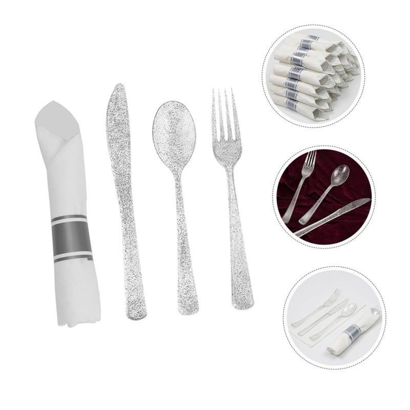 Disposable Cutlery And Tableware Set 100 Pieces Includes Forks Spoons Napkins And Silverware For Parties Events Festivals And Everyday Use - Image 4