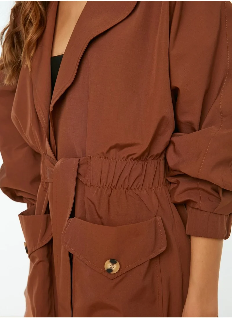 trendyol Ruched Waist Oversized Coat