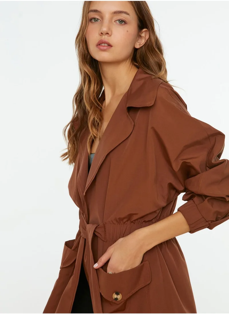 trendyol Ruched Waist Oversized Coat