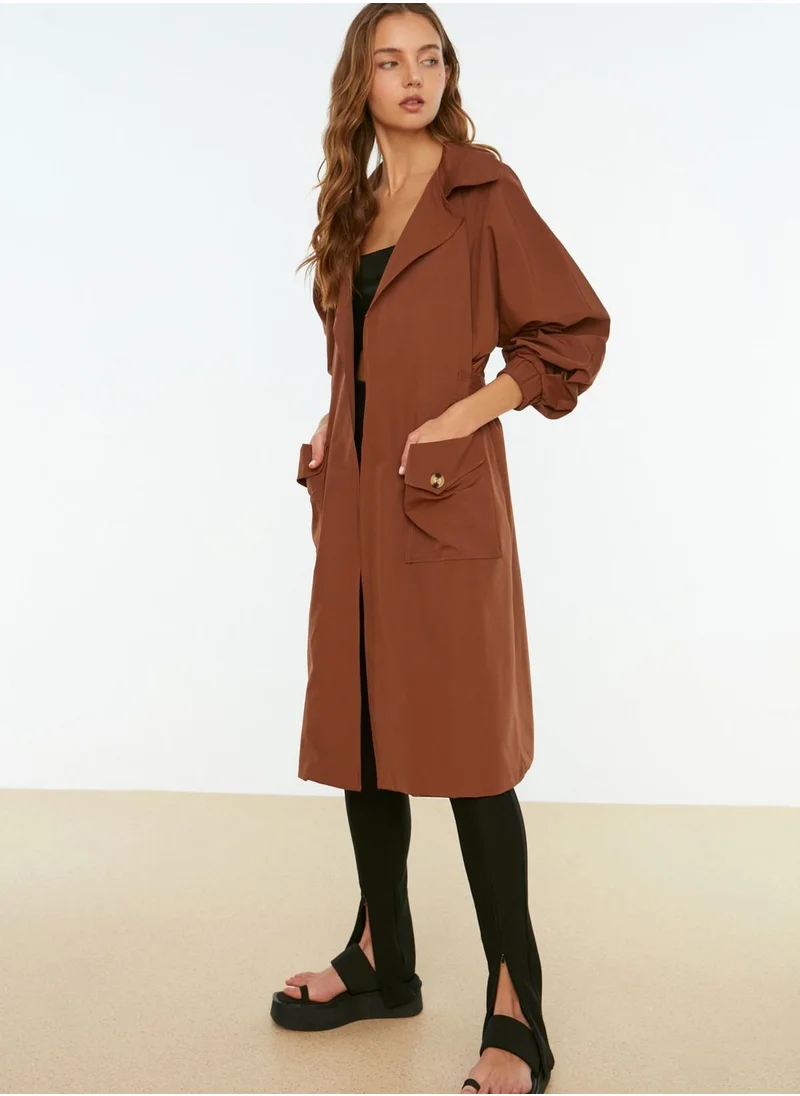 trendyol Ruched Waist Oversized Coat