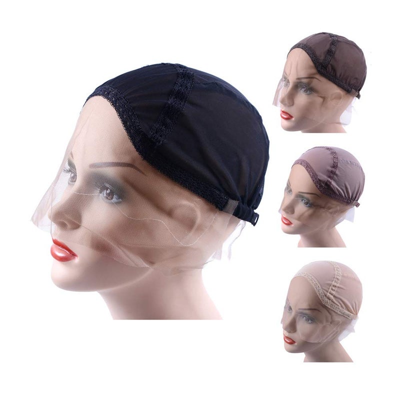 YANTAISIYU Lace Front Wig Cap for Making Wigs with Adjustable Strap Glueless Weaving Wig Caps Swiss Lace Hairnet Black S 52 cm