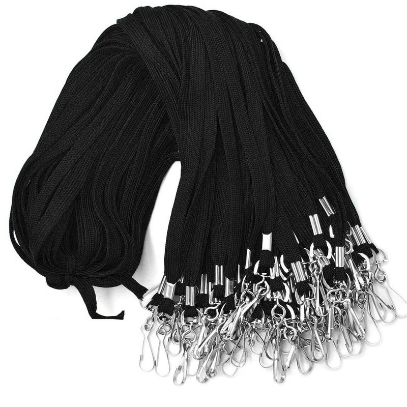 Beebel Lanyards 100 Pack Black Lanyards with Swivel Hook Clips for ID Name Badge Holder