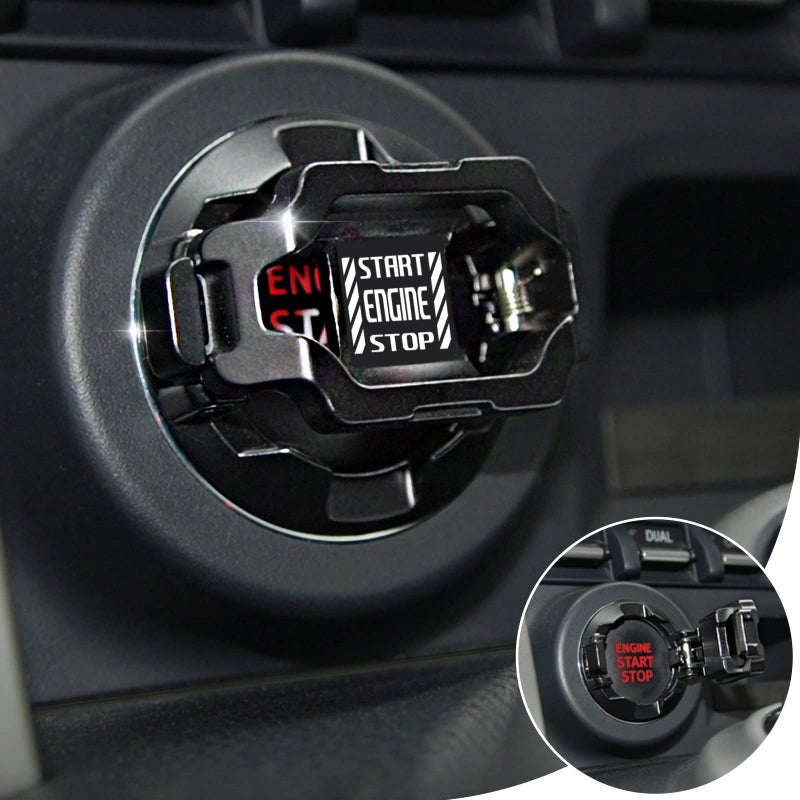 Tybasthe Push Start Button Cover Car Engine Start Stop Button Cover Protector Cool Car Accessories Interior Decor Sticker Motorcycle Key Ignition Switch Cover Black - Image 3