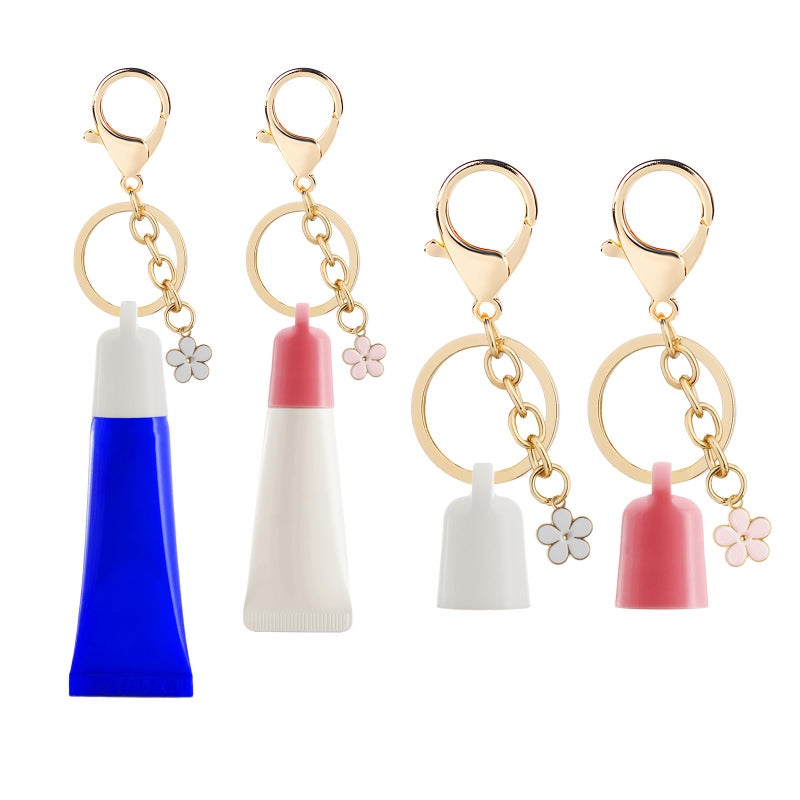 Beofinest 2 PCS Keychain Cap for Aquaphor 0.35 oz Lip Balm, Keychain Holder for Aquaphor Lip Repair-Polypropylene Cap Accessory (2PCS(White+Pink))