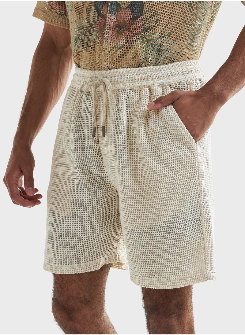 FAV Textured Drawstring Shorts  - Image 1