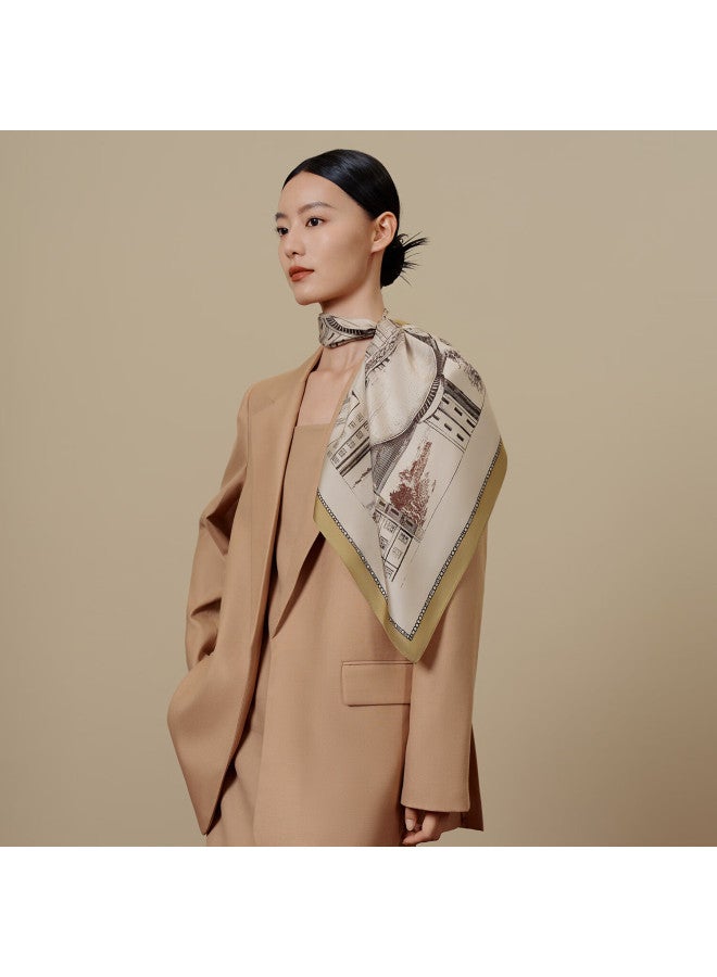 Wanshili Wensli Silk Scarf Women'S Silk Shawl Mother'S Day Gift Chinese Silk Scarf Hangcheng Dream Champagne Color