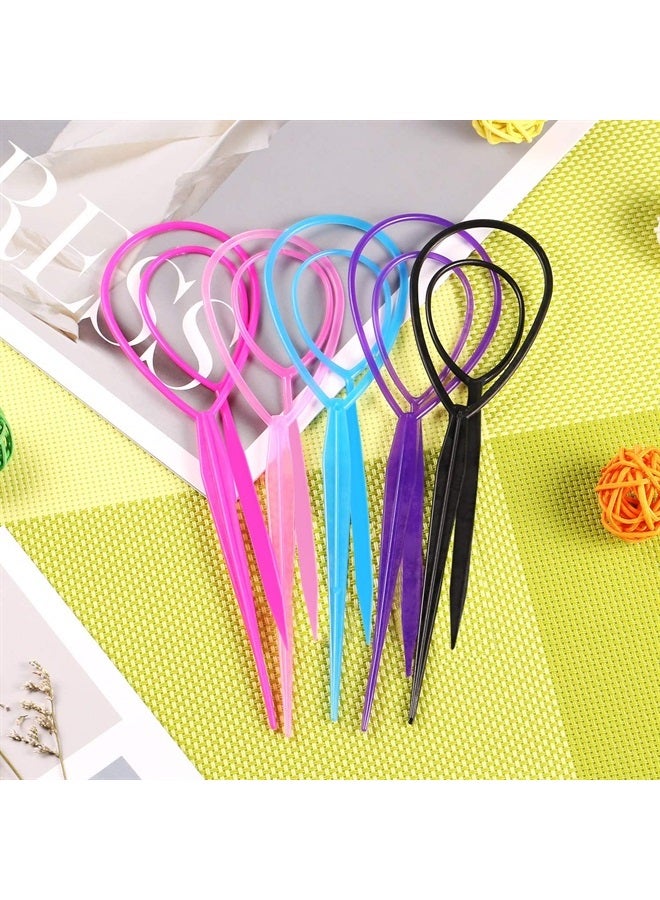 WSYUB 10Pcs Topsy Tail Tools, Hair Tools Braid Accessories Ponytail Maker for Girs, French Braid Tool Loop for Hair Styling, 5 Colors - Image 5