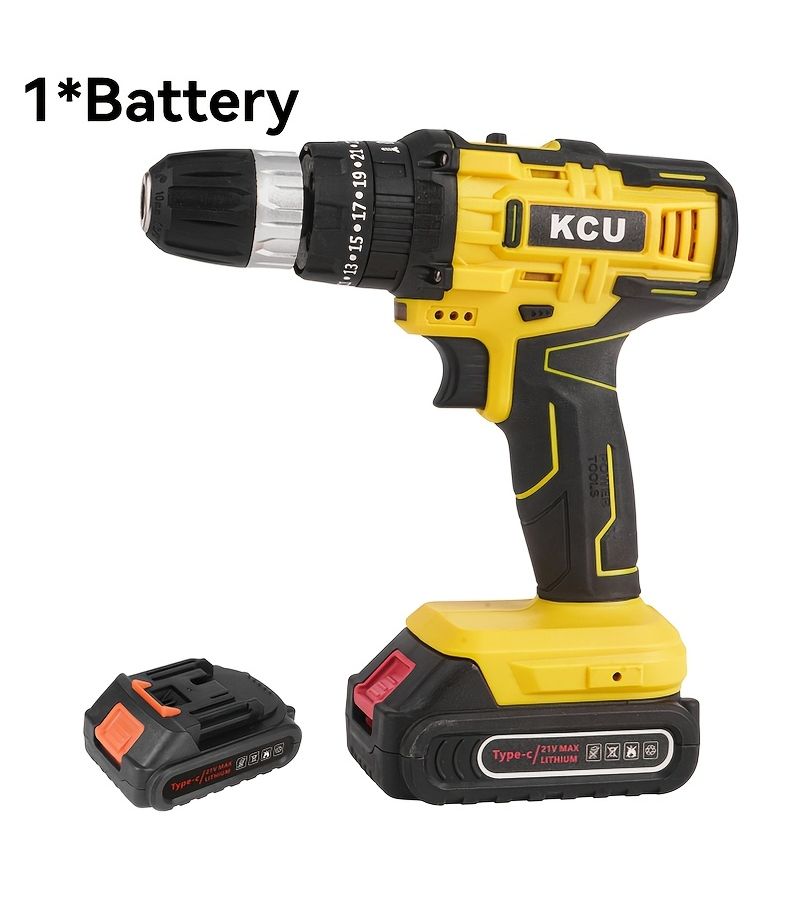 21V Cordless Hammer Drill Electric Screwdriver Type C Charging Port 10 Cell 2000mAh Battery Long Battery Life For Home Repair And Professional Construction - Image 3