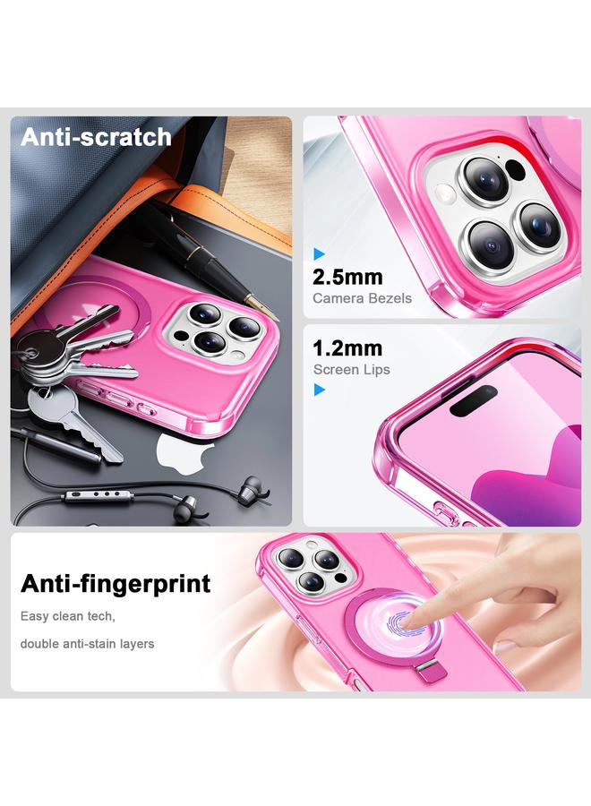 erorex For Iphone 16 Pro Frosted Skin Feel Magsafe Holder 360 Full Body Phone Case(Rose Red) - Image 5