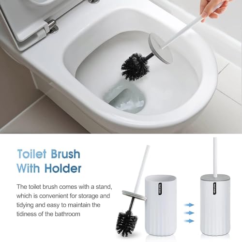 HOME CUBE 8Pcs Bathroom Accessories Set, Soap Dish, Soap Dispenser, Toothbrush Holder, 2 Mouth Wash Cup, Tissue Box, Dustbin, Toilet Brush Holder, Complete Bath Organiser Set for Bathroom (Beige) - Image 5