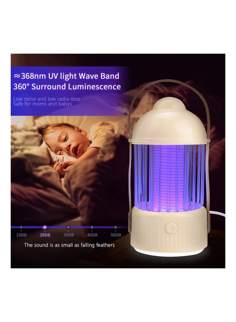 Zikra Portable Wireless Bug Zapper, Electric Mosquito Zapper with Led Light, 5W Mosquito Killer Mosquito Trap, 365nm UV Fly Mosquito Lamp for Bedroom, Balcony, Can be Used for 5-9h (Creamy Yellow) - Image 3