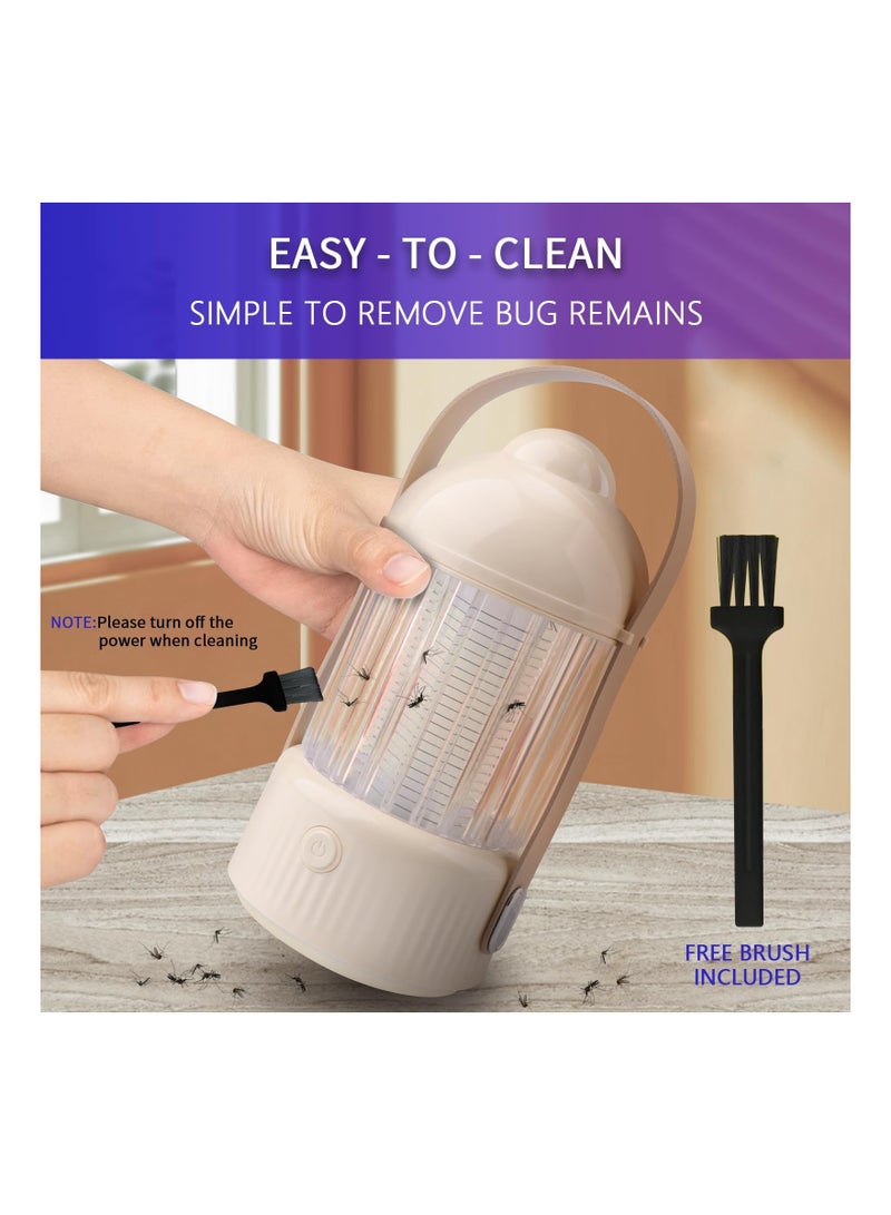 Zikra Portable Wireless Bug Zapper, Electric Mosquito Zapper with Led Light, 5W Mosquito Killer Mosquito Trap, 365nm UV Fly Mosquito Lamp for Bedroom, Balcony, Can be Used for 5-9h (Creamy Yellow) - Image 4