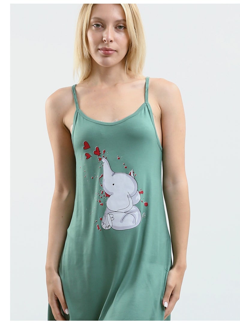 Mesery Sleep Shirt Cotton Thin Strap - Printed  - Image 4