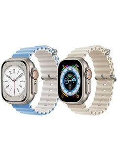 Trail Loop strap Blue/Gray Silicone Ocean Band Strap Black Set of 2 for Apple Watch Ultra 8 49mm