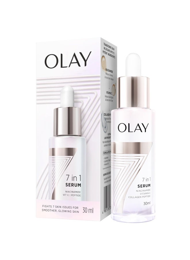 Olay 7in1 Ultra-light Face Serum | Niacinamide, Vitamin C, Collagen Peptides | Fights 7 Issues for Smooth & Glowing Skin | Normal to Oily Skin | Dermatologically Tested | Non Comedogenic | 30ml - Image 1