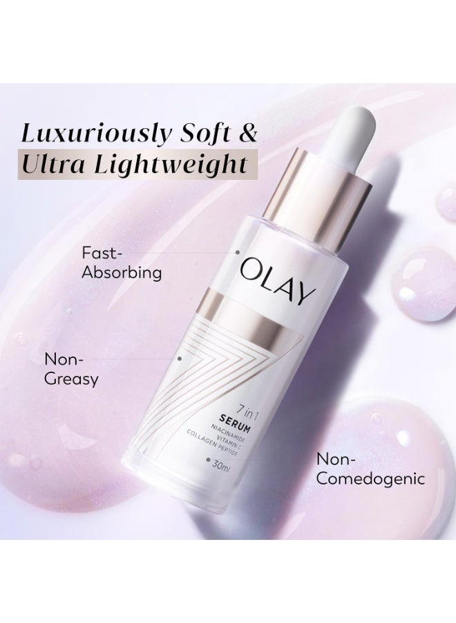 Olay 7in1 Ultra-light Face Serum | Niacinamide, Vitamin C, Collagen Peptides | Fights 7 Issues for Smooth & Glowing Skin | Normal to Oily Skin | Dermatologically Tested | Non Comedogenic | 30ml - Image 3