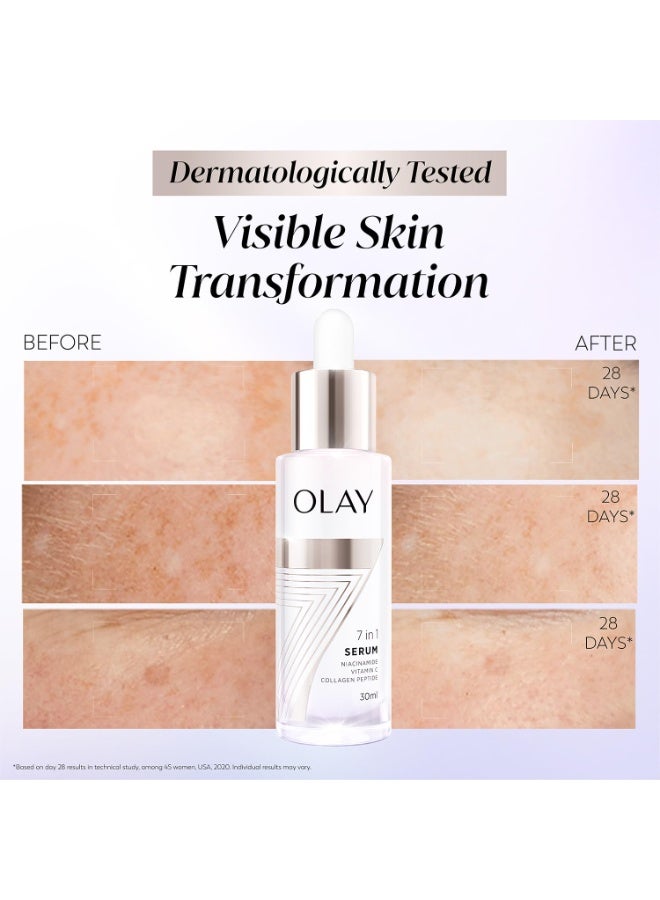 Olay 7in1 Ultra-light Face Serum | Niacinamide, Vitamin C, Collagen Peptides | Fights 7 Issues for Smooth & Glowing Skin | Normal to Oily Skin | Dermatologically Tested | Non Comedogenic | 30ml - Image 4