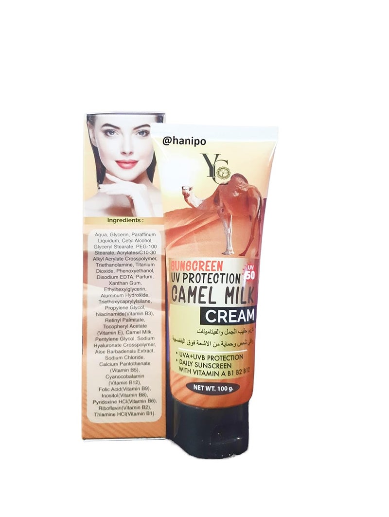 HANI PO YC Camel milk cream SunScreen Uv Protection 100g Pack of 1 Thailand ProductNatural Moisturizing sunblock for women Natural cleansing for women girl men adults Cream for women girls facial cream body cream for women girls - Image 2