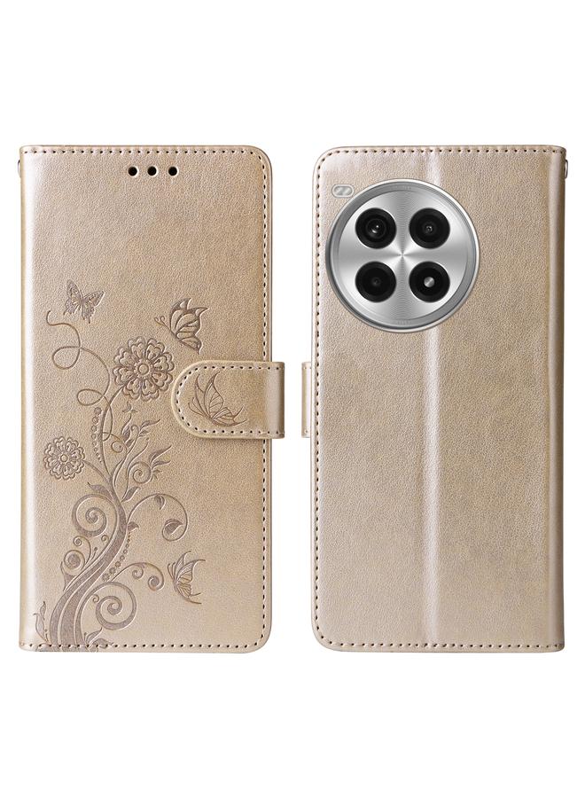 اس-توب جراب هاتف OnePlus Ace 3 Pro 5G من الجلد المنقوش بزهور الفراشة - Image 3