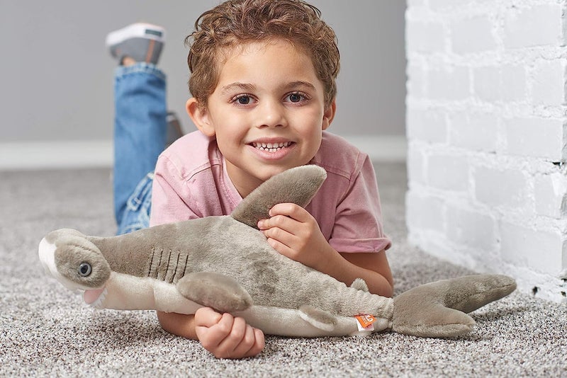 وايلد ريبابليك لعبة قطيفة من على شكل سمكة قرش المطرقة، ألعاب Cuddlekins الناعمة، هدايا للأطفال بطول 50 سم، رمادي/أبيض - Image 4