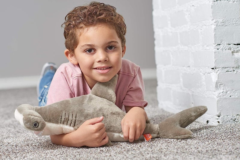 وايلد ريبابليك لعبة قطيفة من على شكل سمكة قرش المطرقة، ألعاب Cuddlekins الناعمة، هدايا للأطفال بطول 50 سم، رمادي/أبيض - Image 2