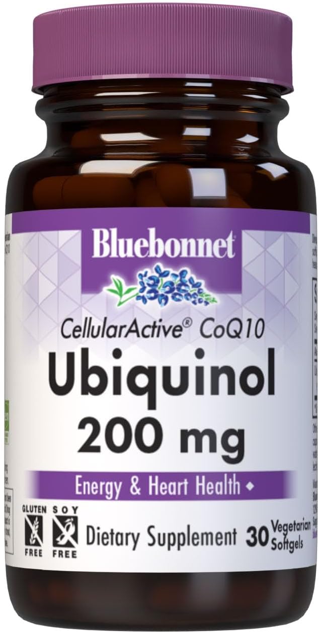 Bluebonnet Nutrition Active CoQ10 Ubiquinol 200mg Vegetarian Softgels Heart  Cellular Health from Kaneka Non GMO Gluten Soy  Milk Free White 30 - Image 1