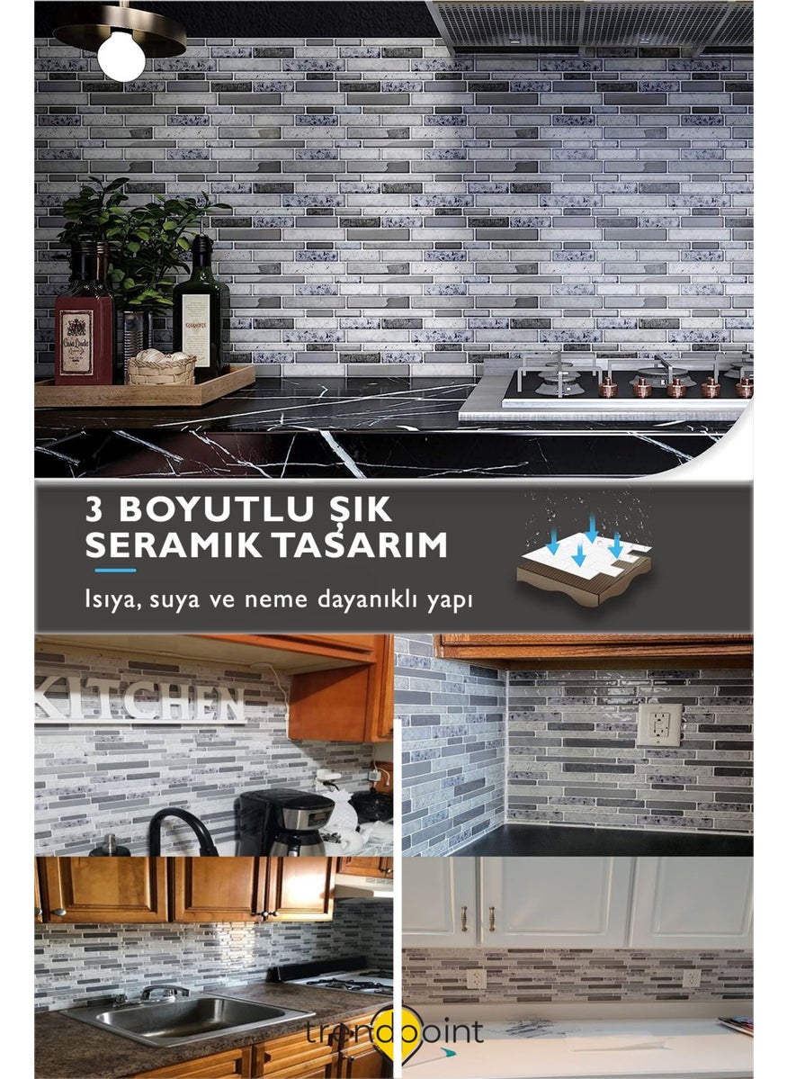 Trendpoint غطاء خلفي لسطح المطبخ لاصق ذاتي بشكل موزاييك 30×30 سم  - Image 4