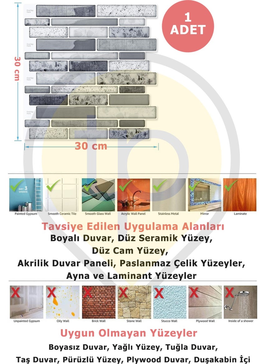 Trendpoint غطاء خلفي لسطح المطبخ لاصق ذاتي بشكل موزاييك 30×30 سم  - Image 5