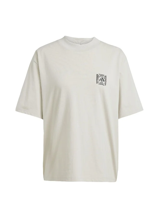 Adidas Adidas W Animal T2 Beige Graphic Tee (Short Sleeve) T-Shirts For Women