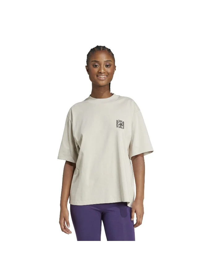 Adidas Adidas W Animal T2 Beige Graphic Tee (Short Sleeve) T-Shirts For Women