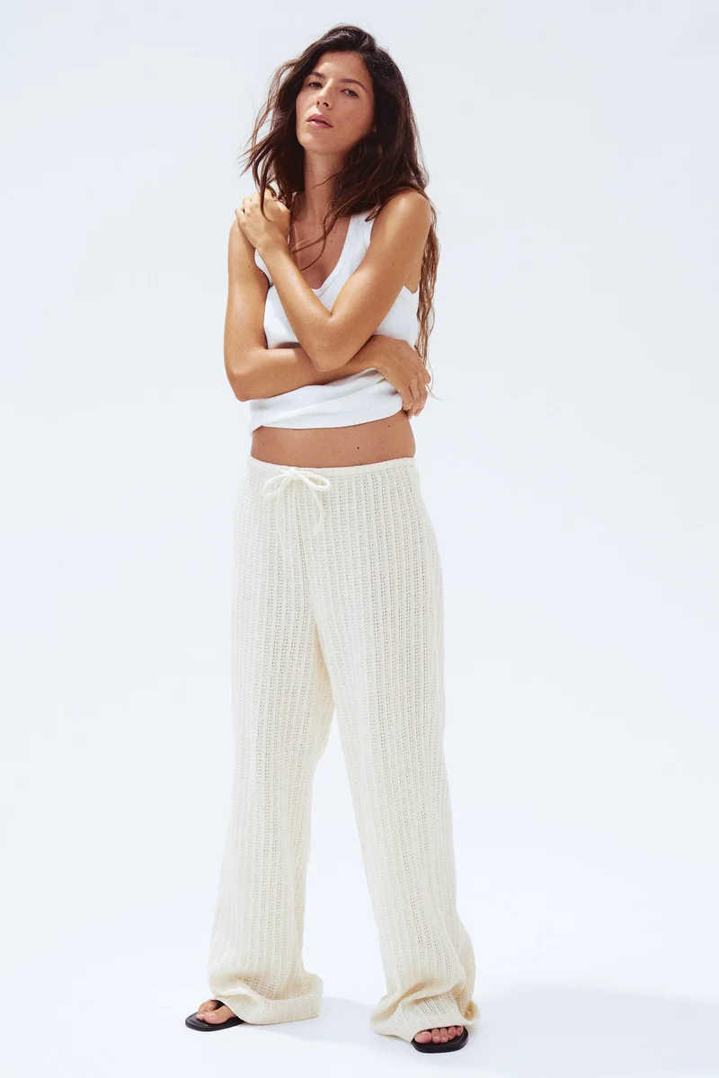 H&M Textured-knit trousers